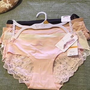 Jessica Simpson Lace Trim Panties - Pink, Black, Cream, Tan-5Pack